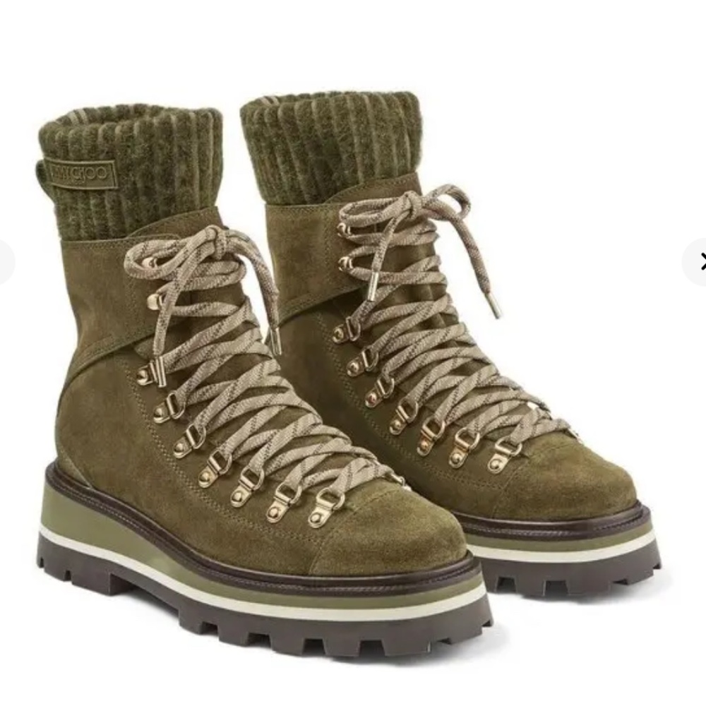 Jimmy Choo Chike Suede Flat Boot, Caper Green, Size 42